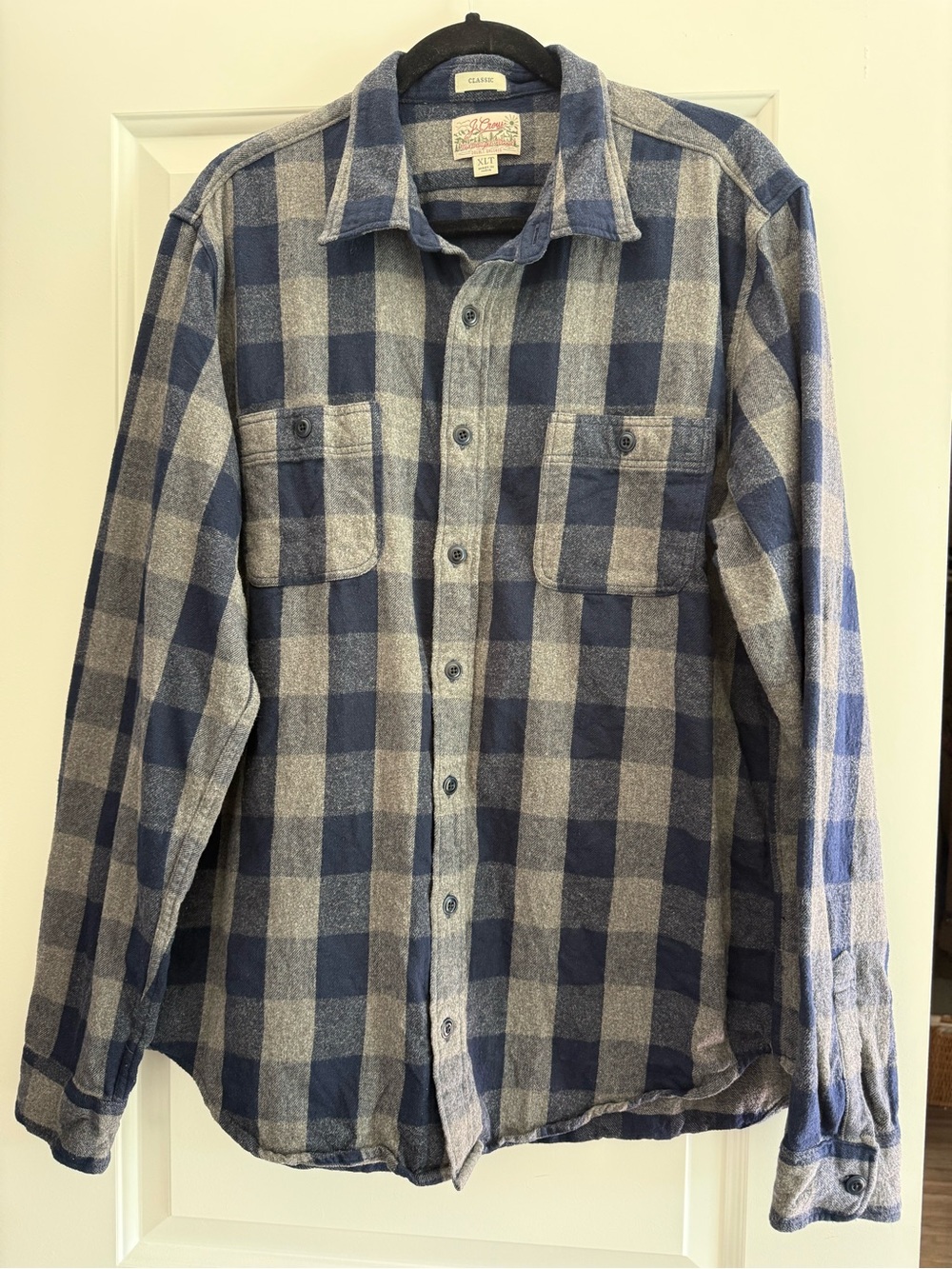 J. Crew Blue and Gray Large Plaid Button-Down Shirt